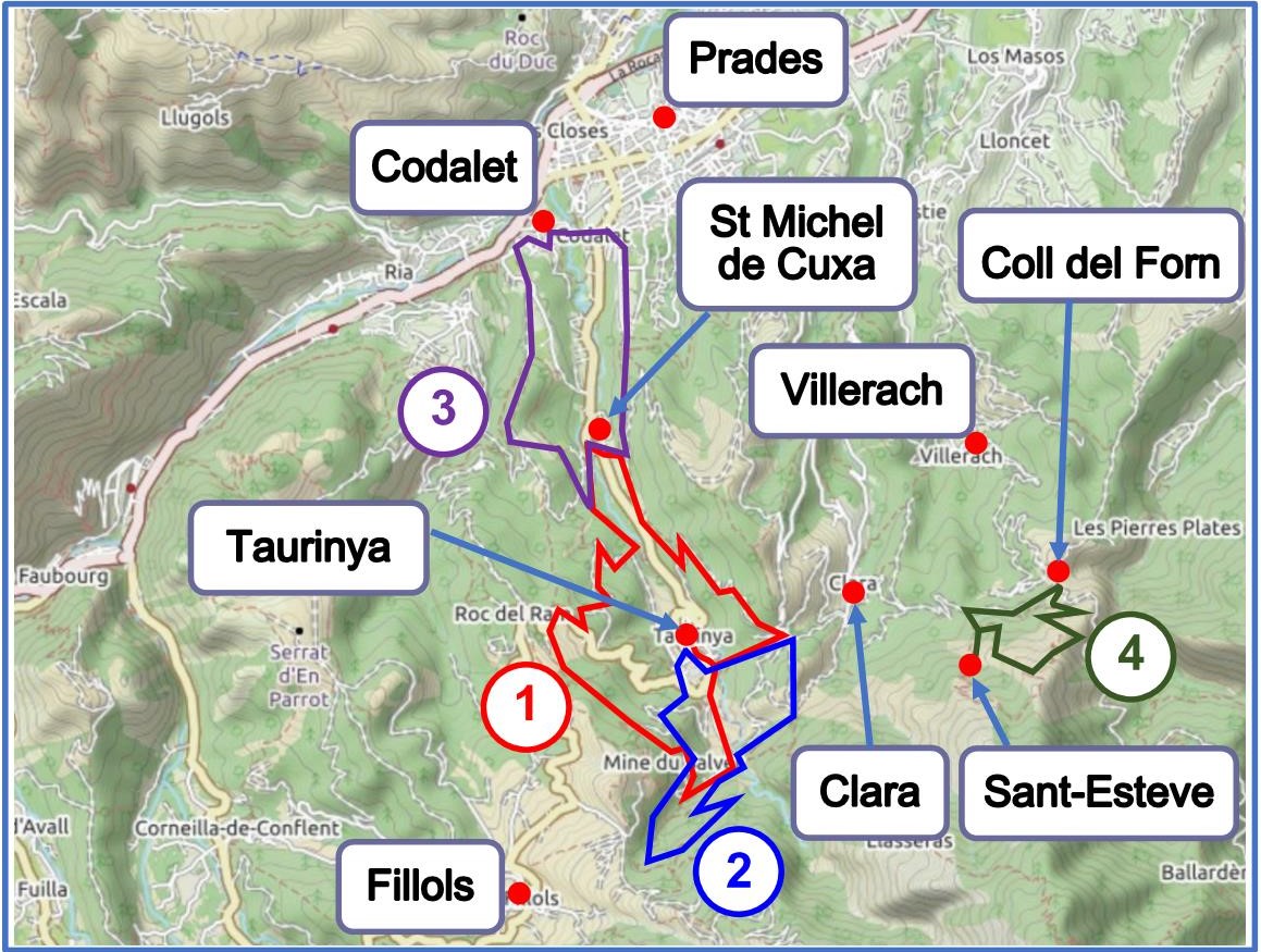 Itinéraires Taurinya, Codalet et Clara carte