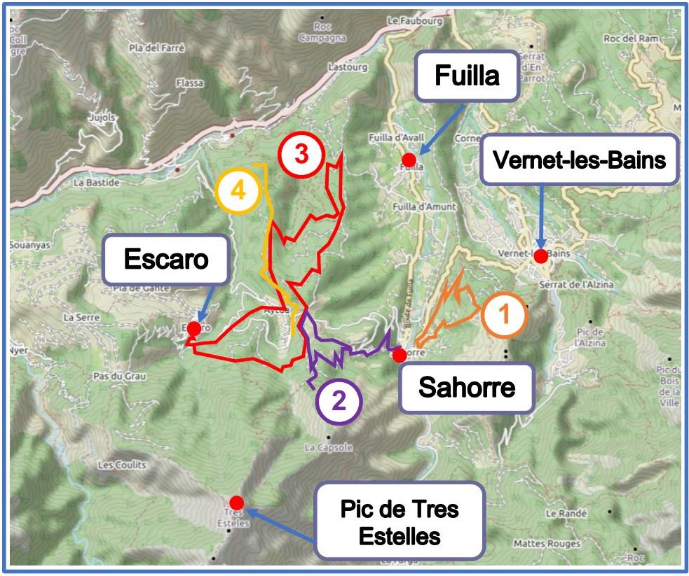 Itinéraires Sahorre, Escaro Fuilla carte